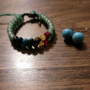 Ee Colorful Beaded Bracelet and Earrings Set